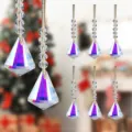 Macro view of faceted iridescent crystal Christmas tree pendants and hanging beads - 30# / Triangular Cone (Single)