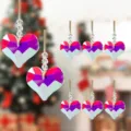 Set of 8 heart-shaped crystal Christmas tree ornaments with colorful faceted design - Style 56 Yellow Daisy / Heart Style