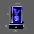 Detailed dimensions of 3D laser-etched crystal night light with eagle and globe - Eagle Soaring Over The Earth Style