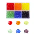 6-compartment box of faceted crystal glass beads in vibrant rainbow colors for DIY jewelry - 6-Grid Rondelle 4MM-600PCS / 1# Rainbow