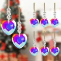 Iridescent heart-shaped crystal pendants for Christmas tree decoration set of eight. - Color 32 / Round Heart Shape (Single)