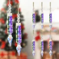 Set of 8 iridescent crystal icicle Christmas tree ornaments for festive home decor. - Style 89 Wine Fine Stripes / Square Transparent Triangle (Single)