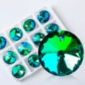 High quality faceted aurora AB emerald green crystal pendants for DIY jewelry making - Aurora Green (Crystal Pearl 13) / 16mm (12 Pieces/Pack)