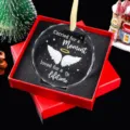 Detail van het kristallen kerstengel ornament met tekst in een rode geschenkdoos - Stijl 20-Engelenvleugels