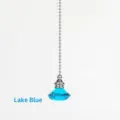 Vivid lake blue diamond-shaped crystal ceiling fan pull chain pendant with silver metal chain - Lake Blue