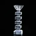 Elegante portavelas geométrico moderno de cristal de doble uso para decoración - Mediano (6x6x20.5cm)
