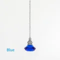 Elegant blue diamond-shaped crystal ceiling fan pull chain with silver beaded chain extension - Blue