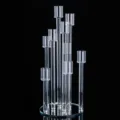 Elegante candelabro in vetro trasparente a 8 bracci con base a specchio per nozze - Candeliere in Cristallo a 9 Teste