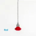 Decorative red diamond-shaped crystal pull chain extension for ceiling fans and lamps - Red