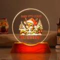 Detailed view of Christmas reindeer acrylic night light with warm LED on wooden base - Style 8 / 6cm Crystal + USB Warm Light Base