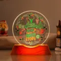 Macro view of engraved Christmas acrylic night light with warm LED wooden base - Style 9 / 6cm Crystal + USB Warm Light Base