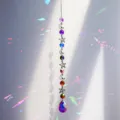 Detailaufnahme eines Kristall-Sonnenfängers mit bunten, strahlenden Regenbogen-Lichtreflexen - Aurora Stern-Mond-Sonnenfänger (银11)