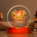 Close-up detail of warm glow Christmas sleigh bells ring crystal night light ornament - Style 19 / 6cm Crystal + USB Warm Light Base
