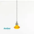 Amber diamond-shaped crystal ceiling fan pull chain with decorative silver bead chain - Amber