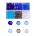 Set of 4mm bicone crystal beads in six colors with transparent organizer box for DIY jewelry - 600 Pieces Pack / 4# Blue Dream Crystal
