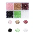 Assorted multi-color faceted glass crystal beads for DIY jewelry kit in 6-grid box - 5# Blue Brown Marble