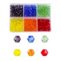 4mm faceted bicone glass beads 6-color boxed set for DIY jewelry making accessories - 600 Pieces Pack / 5# Sunset Rainbow