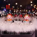 Elegant crystal swan and God of Wealth car dashboard ornament with white feather base - Red Swan With Fortune Doll And Feather Pad