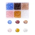 6-grid set of faceted crystal glass beads in assorted colors for DIY jewelry making - 6# Romantic Beach