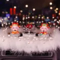 Pair of smiling God of Wealth figurines with red crystal apple car dashboard ornaments - Red Apple With Fortune Doll And Feather Pad