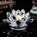 Elegant crystal lotus flower candle holder with flickering light for serene home decor - 8cm / Silver