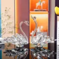 Elegant pair of sparkling crystal swan figurines for home decor and car dashboard ornament gift - Swan Crystal Ornament / White