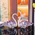 Elegant purple crystal swan couple figurine for luxury home decor and Valentine's Day gifts - Swan Crystal Ornament Style 2 / Purple