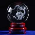 3D laser engraved dragon glass ball with wooden base for home decor and gift. - Dragon Crystal Ball with Base