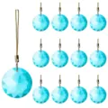 Set of thirteen light blue 30mm round crystal prism hanging ornaments for Christmas tree - Single Piece / Blue