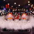 God of Wealth car ornament set with white feather and pearl ring decoration for car interior - Red Silver Gypsophila With Fortune Doll And Feather Pad
