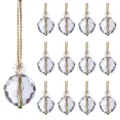 Set of clear faceted crystal glass Christmas tree hanging ornaments with gold strings - 13-Piece Set / Transparent Crystal Ball