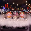 Decorative crystal God of Fortune car ornament set with white feathers and pearls - Pink Silver Balloon Pearl Bottle With Fortune Doll And Feather Pad