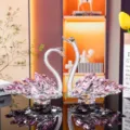 Elegant pair of pink and clear faceted crystal swan ornaments for romantic home decor - Swan Crystal Ornament Style 2 / Pink