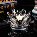 Exquisite lotus crystal candle holder for home decor and spiritual meditation altars - Smoke