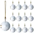 Set of 13 multi-faceted crystal prisms 30mm mini round hanging ornaments for Christmas tree - Single Piece / Grayish White