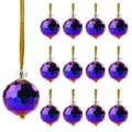 Iridescent purple faceted Christmas ball ornaments with gold string hangers set - 13-Piece Set / Dark Purple Crystal Ball