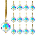 Rainbow faceted crystal ball Christmas tree ornaments with gold hanging strings, 13pcs - 13-Piece Set / Blue Purple Crystal Ball