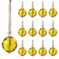 Pack of yellow faceted crystal sphere hanging pendants for festive Christmas tree decorations - 13-Piece Set / Yellow Crystal Ball