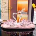Pair of elegant pink crystal swan car ornaments and home decor Valentine's Day gift - Swan Crystal Ornament Style 2 With Pink Tray / Pink