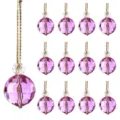 Set of 12 pink faceted crystal ball ornaments for elegant Christmas tree decoration - 13-Piece Set / Light Pink Crystal Ball