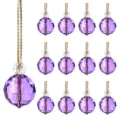 Set of 12 purple faceted crystal ball Christmas tree ornaments with gold cords - 12pcs Set / Light Purple Crystal Ball