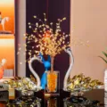 Elegant K9 crystal swan figurines with a golden crystal tree for luxury home decor - Yellow Swan with Yellow Cubic Money Tree