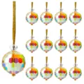Iridescent faceted crystal ball ornaments set for festive Christmas tree hanging decoration - 12pcs Set / Orange Purple Crystal Ball