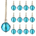 Set of 13 turquoise faceted crystal ball Christmas tree ornaments with gold strings - 12pcs Set / Light Blue Crystal Ball