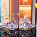 Pair of purple crystal swan ornaments for home and car decor, Valentine's Day gift - Swan Crystal Ornament / Purple