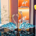 Elegant handcrafted blue crystal swan figurines for luxury home and car decoration - Swan Crystal Ornament / Blue