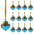 Set of 12 iridescent faceted crystal ball Christmas tree hanging ornaments for home decor - Ball Style / 12pcs Set / Yellow Blue