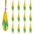 Set of 13 elegant yellow crystal teardrop ornaments for Christmas tree home decoration - Waterdrop Style / 13-Piece Set / Green Yellow