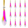 Set of vibrant rainbow crystal teardrop ornaments for Christmas tree hanging decoration - Waterdrop Style / 13-Piece Set / Purple & Yellow