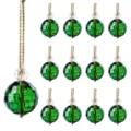Set of 13 green faceted crystal ball ornaments for Christmas tree hanging decoration - Ball Style / 13-Piece Set / Apple Green